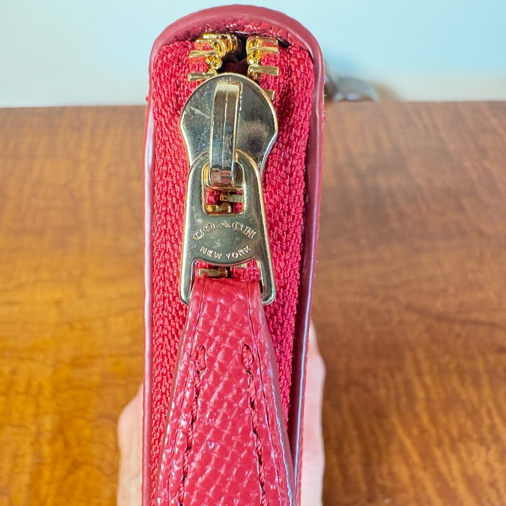 Coach Vibrant Red Textured Wallet - Picture 9 of 10